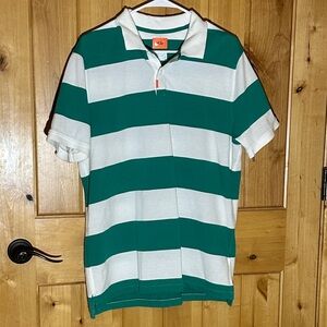 Nike Green and White Striped Polo Shirt